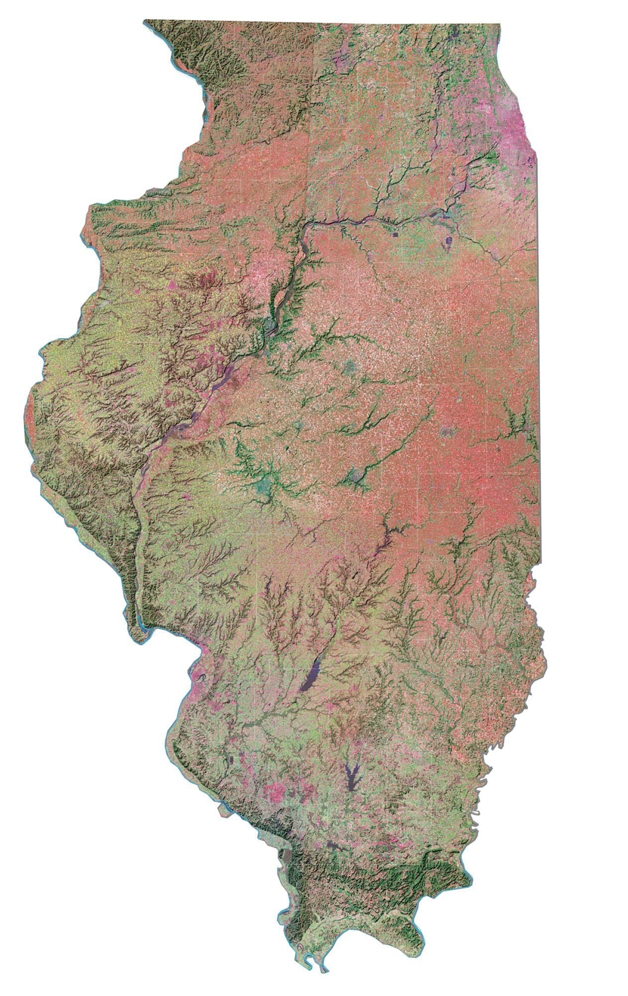 Illinois Satellite Map Glossy Poster Picture Photo Print Banner  Booma Prints