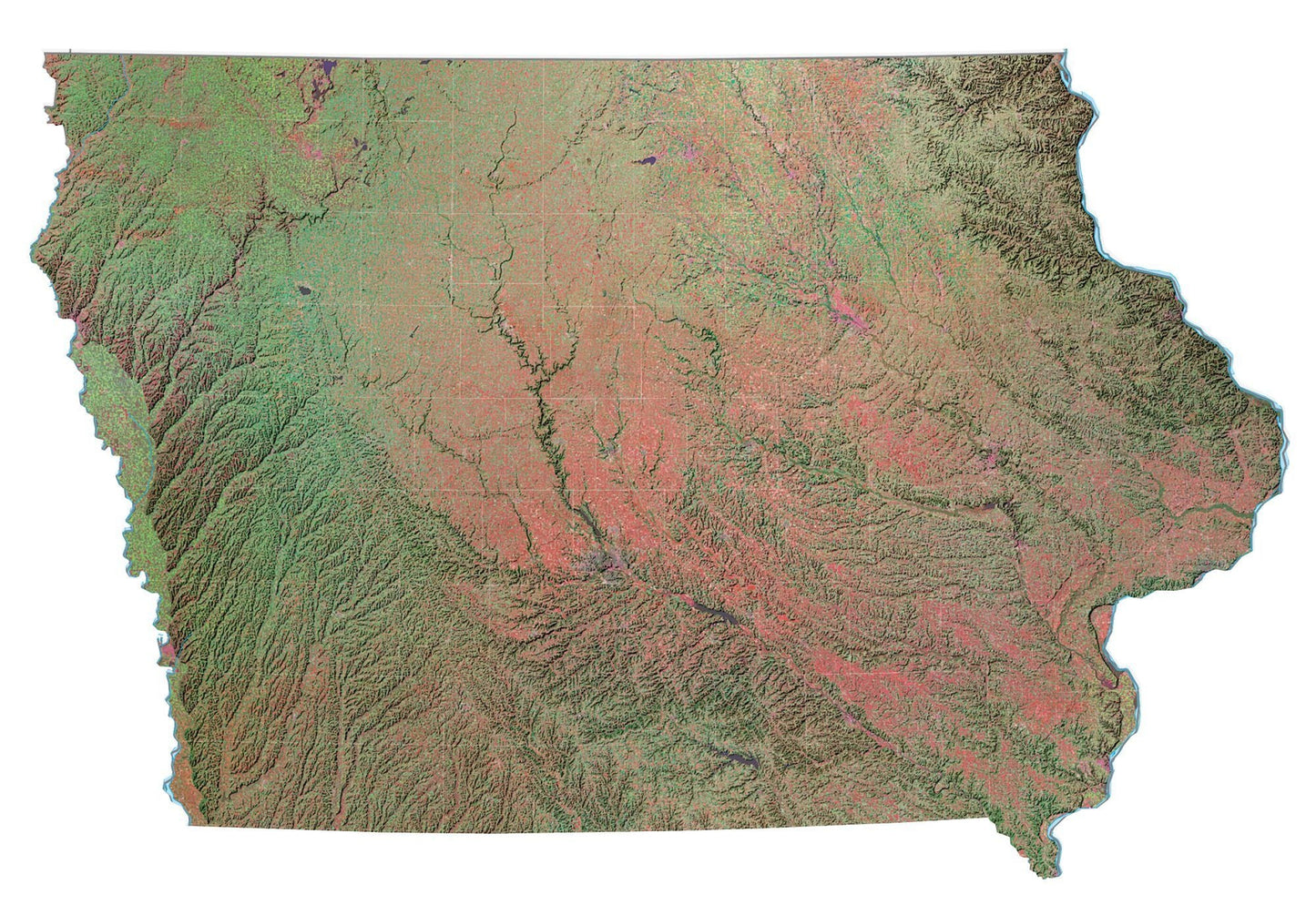 Iowa Satellite Map Glossy Poster Picture Photo Print Banner  Booma Prints