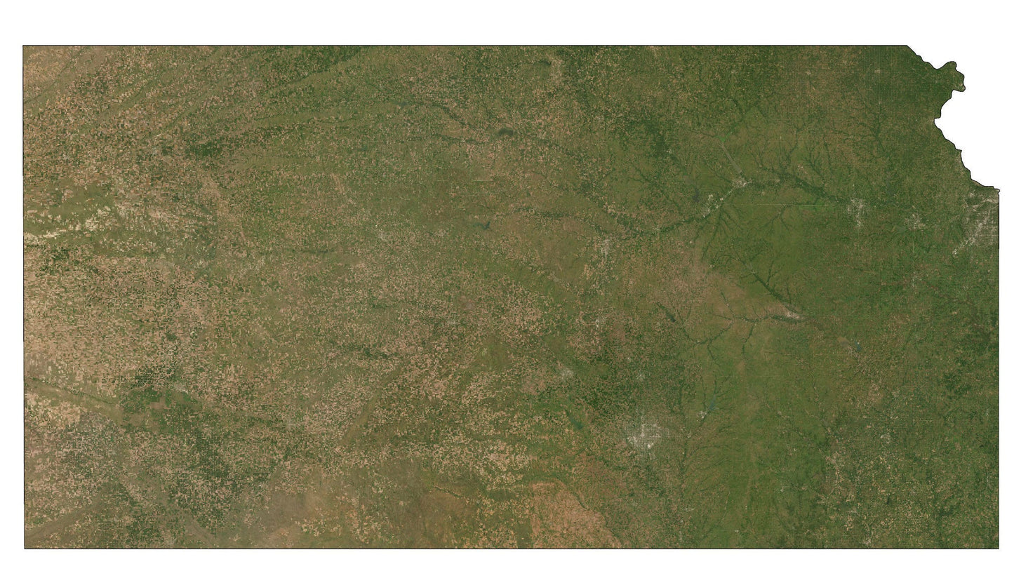 Kansas Satellite Map Glossy Poster Picture Photo Print Banner  Booma Prints