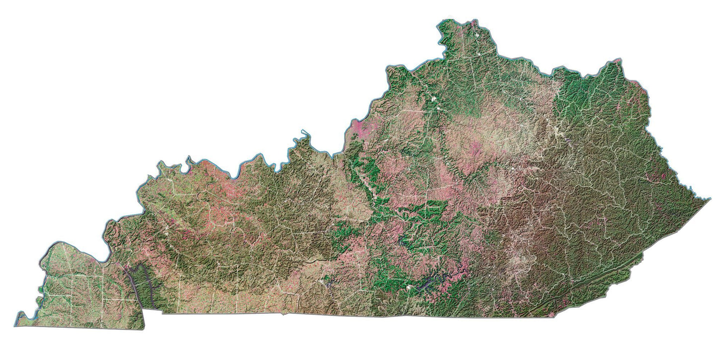 Kentucky Satellite Map Glossy Poster Picture Photo Print Banner  Booma Prints