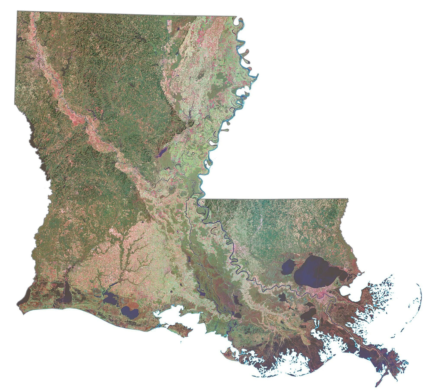 Louisiana Satellite Map Glossy Poster Picture Photo Print Banner  Booma Prints