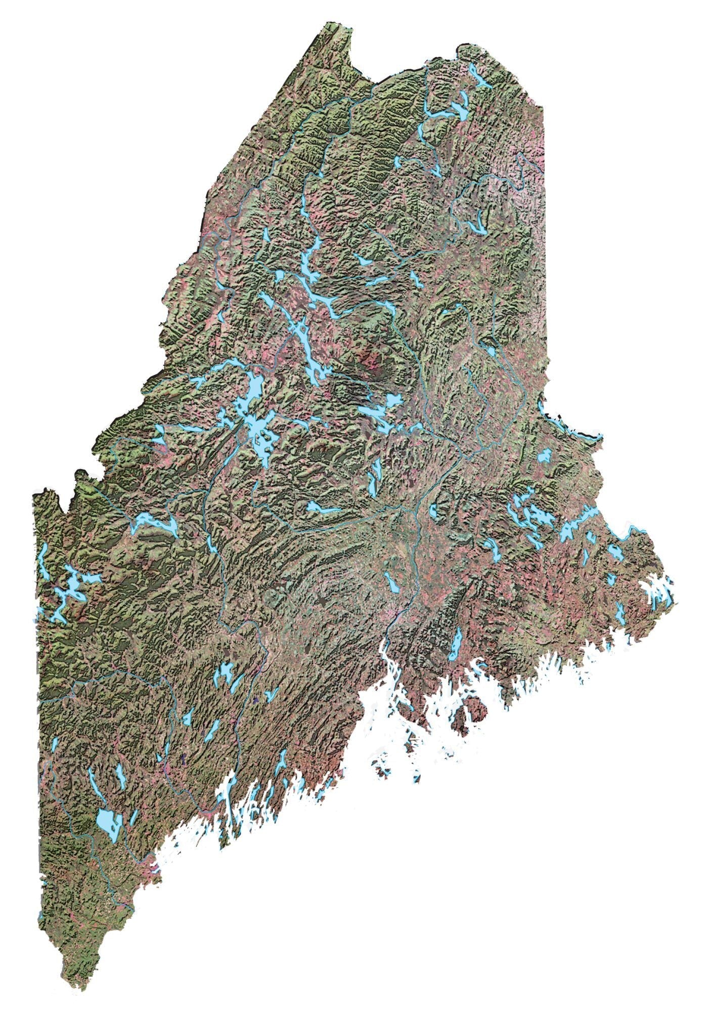 Maine Satellite Map Glossy Poster Picture Photo Print Banner  Booma Prints