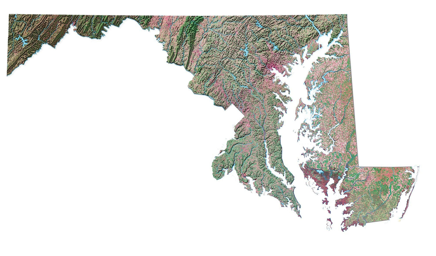 Maryland Satellite Map Glossy Poster Picture Photo Print Banner  Booma Prints