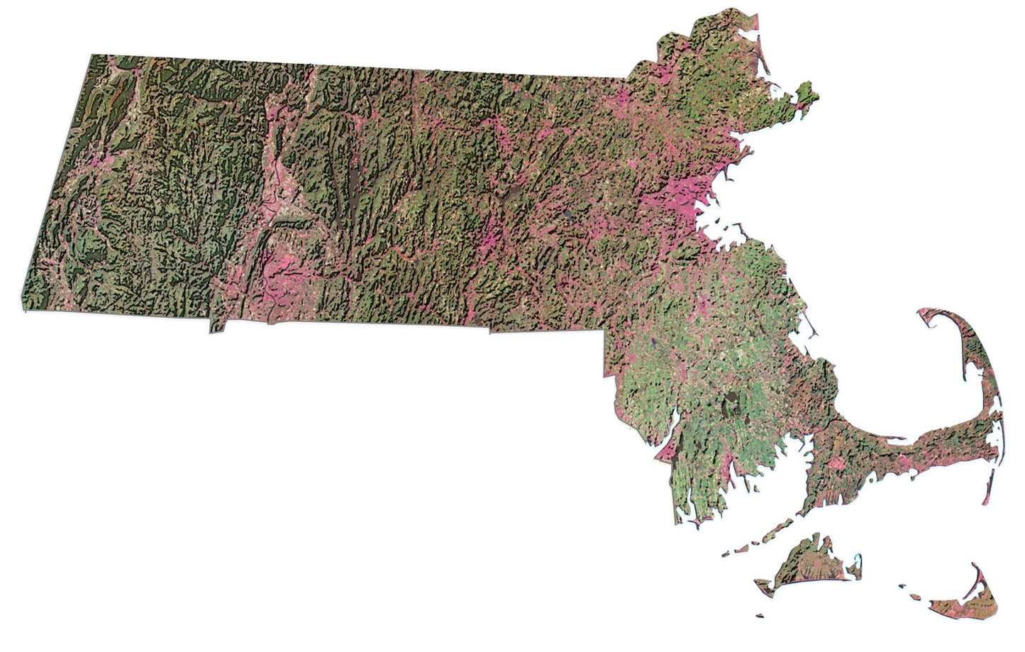 Massachusetts Satellite Map Glossy Poster Picture Photo Print Banner  Booma Prints