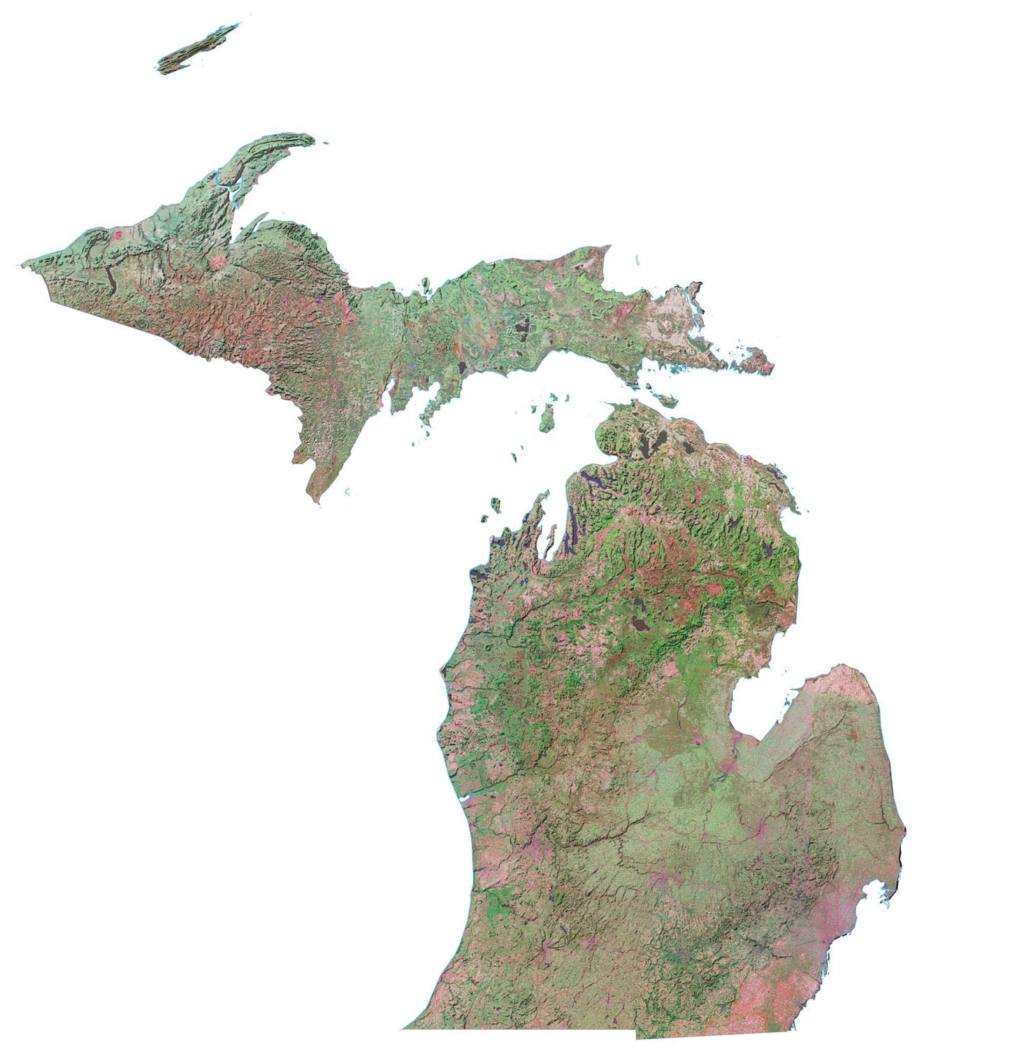 Michigan Satellite Map Glossy Poster Picture Photo Print Banner  Booma Prints
