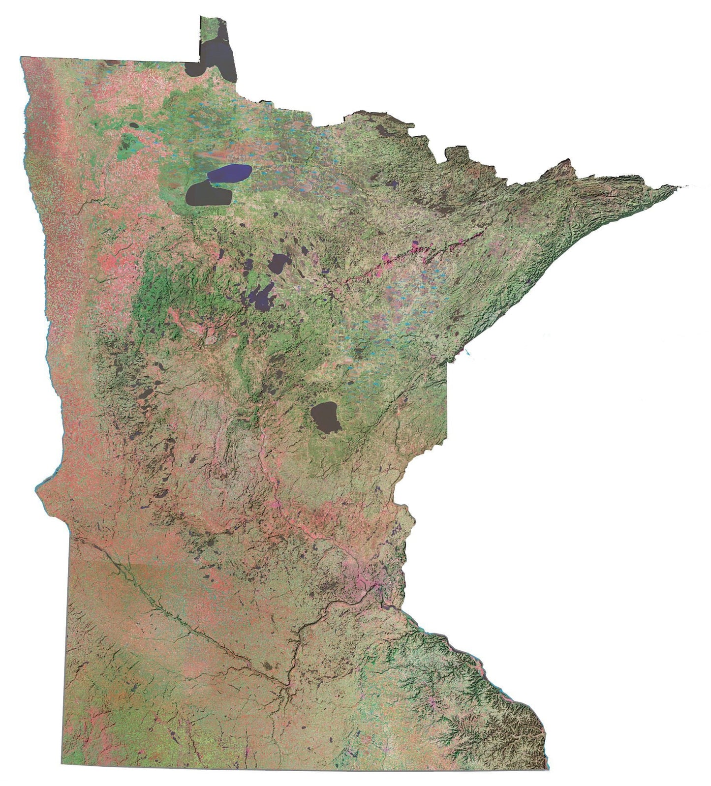 Minnesota Satellite Map Glossy Poster Picture Photo Print Banner  Booma Prints