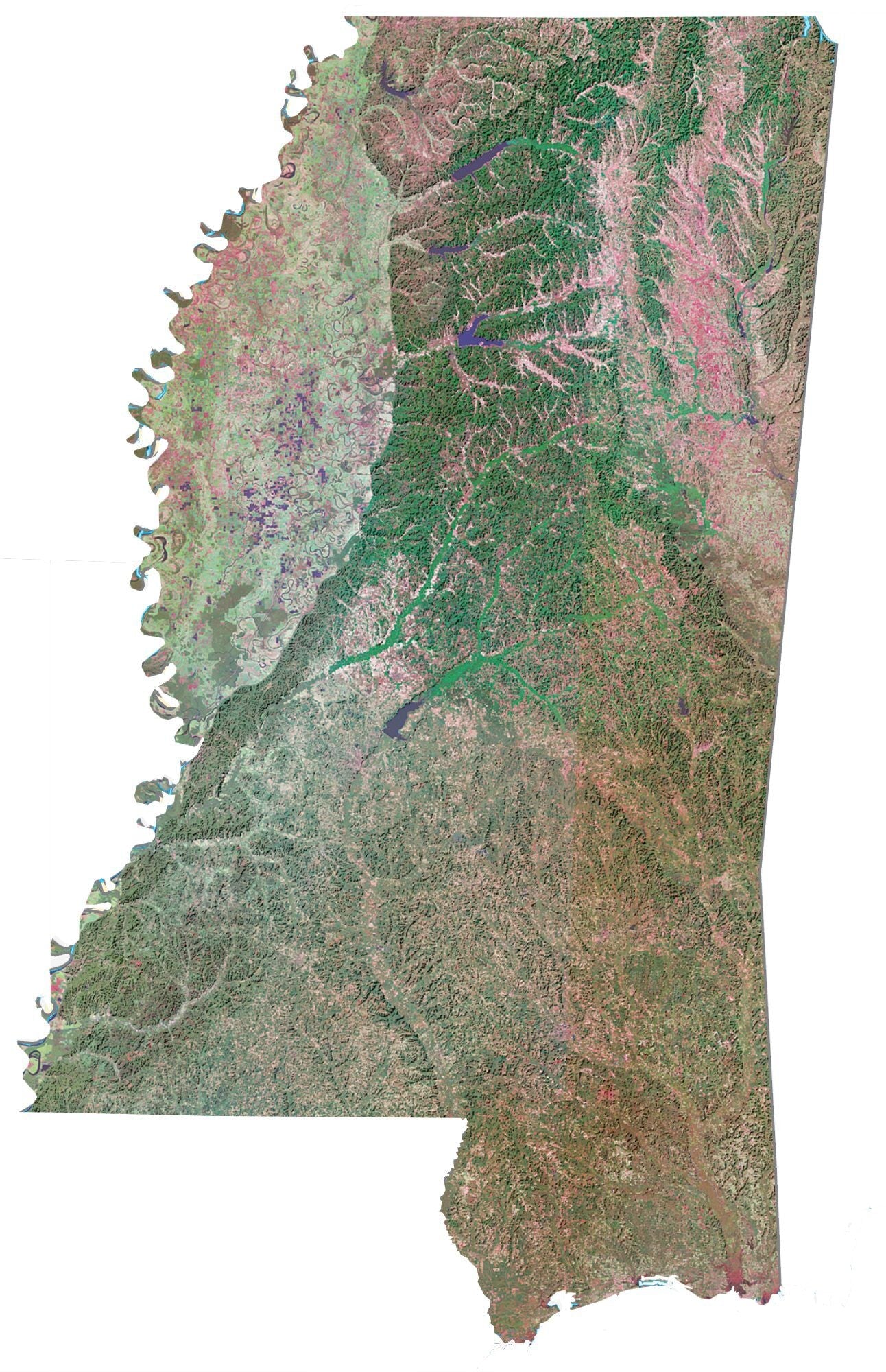 Mississippi Satellite Map Glossy Poster Picture Photo Print Banner  Booma Prints
