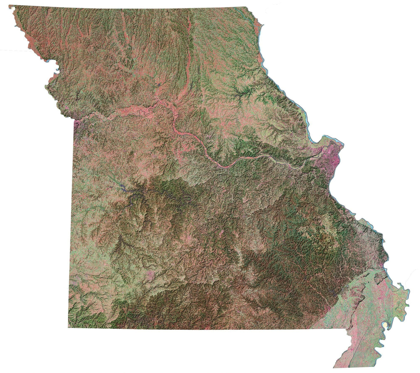 Missouri Satellite Map Glossy Poster Picture Photo Print Banner  Booma Prints
