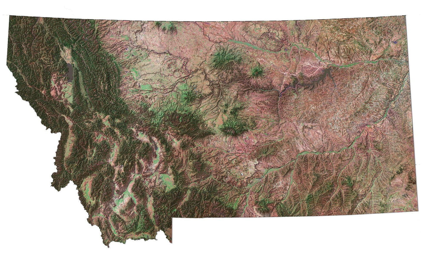 Montana Satellite Map Glossy Poster Picture Photo Print Banner  Booma Prints