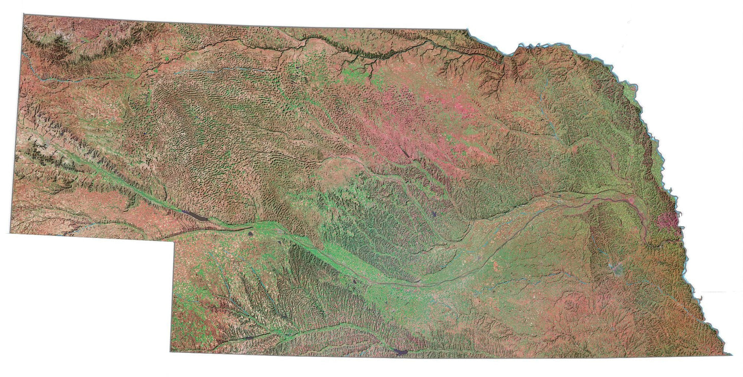 Nebraska Satellite Map Glossy Poster Picture Photo Print Banner  Booma Prints