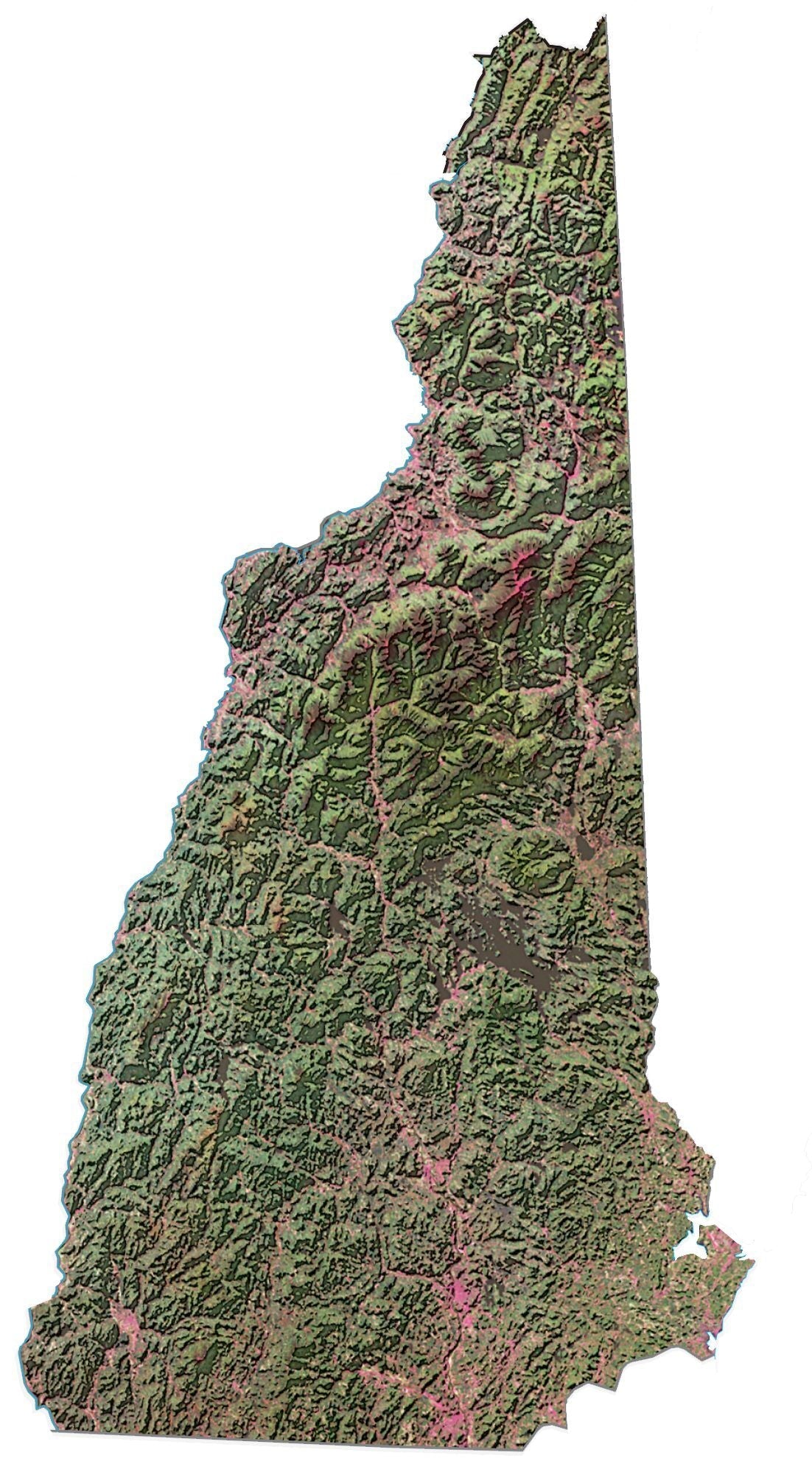 New Hampshire Satellite Map Glossy Poster Picture Photo Print Banner  Booma Prints