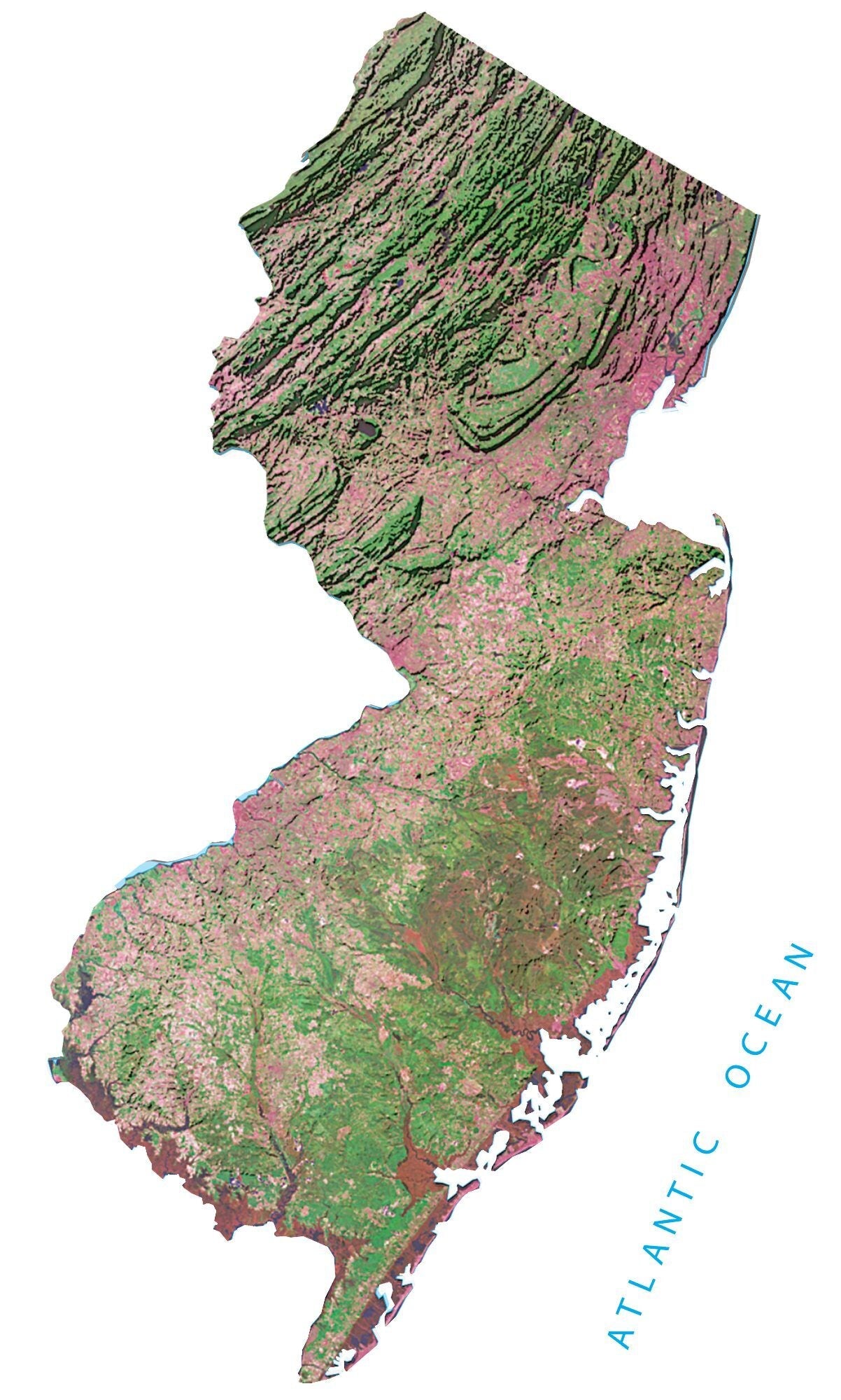 New Jersey Satellite Map Glossy Poster Picture Photo Print Banner  Booma Prints