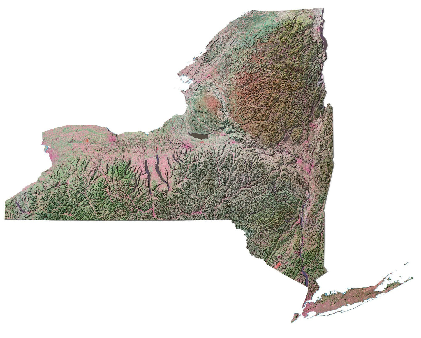 New York Satellite Map Glossy Poster Picture Photo Print Banner  Booma Prints
