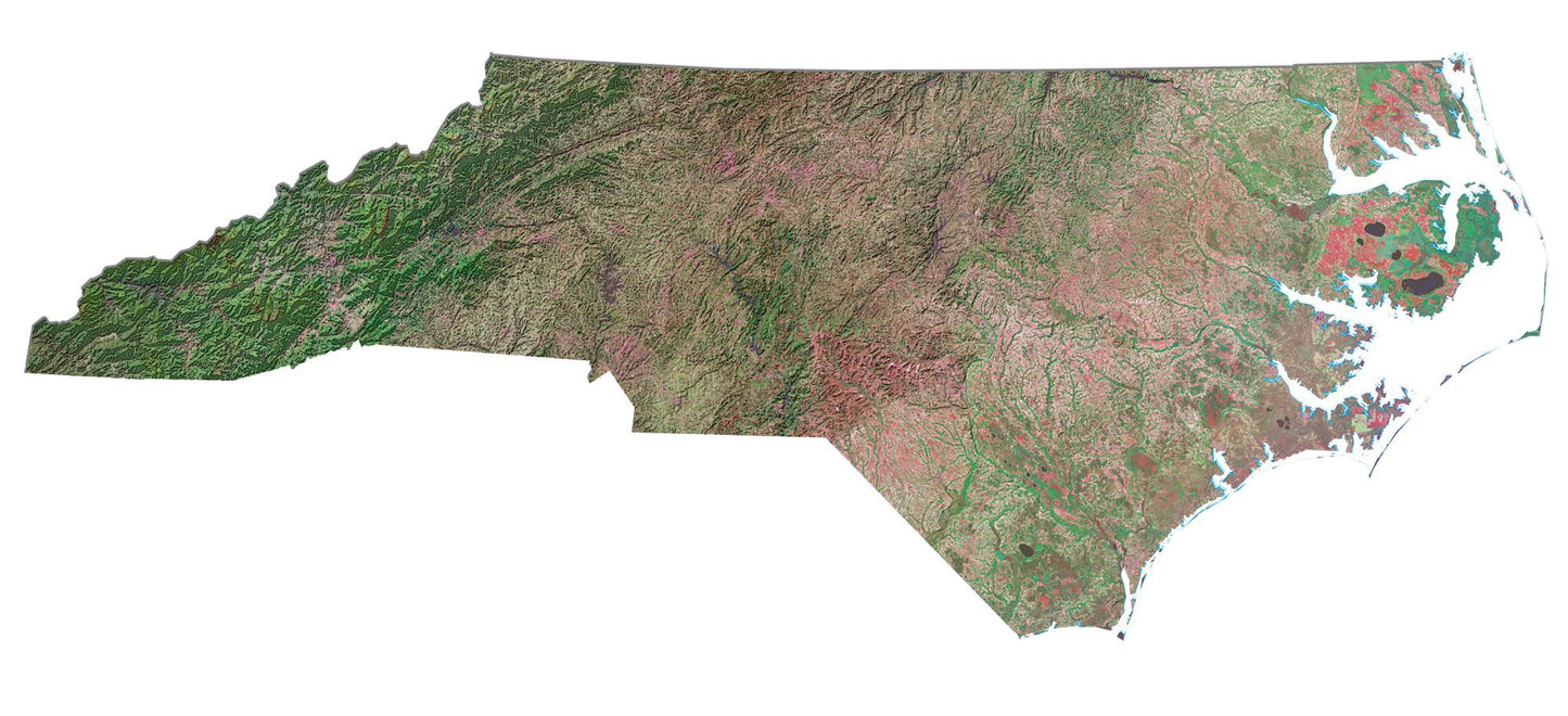 North Carolina Satellite Map Glossy Poster Picture Photo Print Banner  Booma Prints