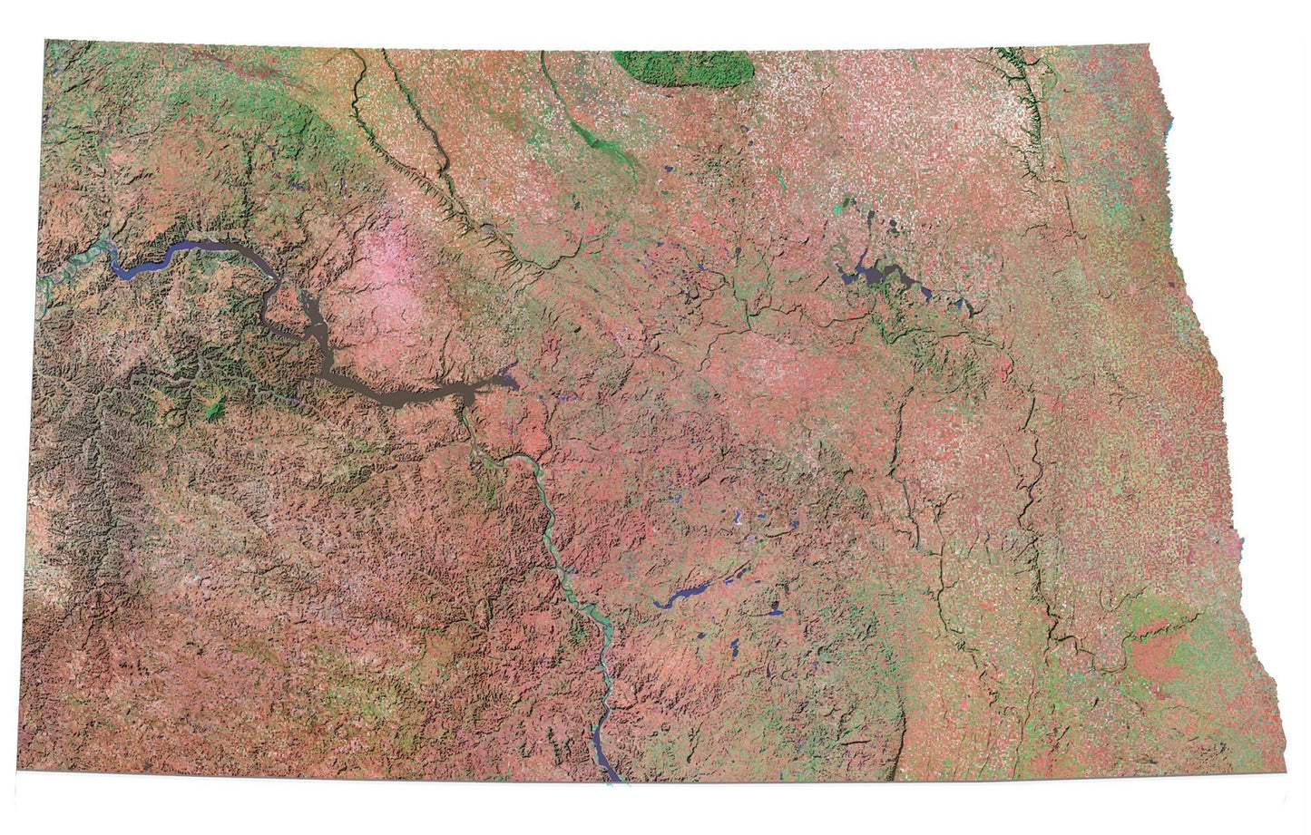 North Dakota Satellite Map Glossy Poster Picture Photo Print Banner  Booma Prints