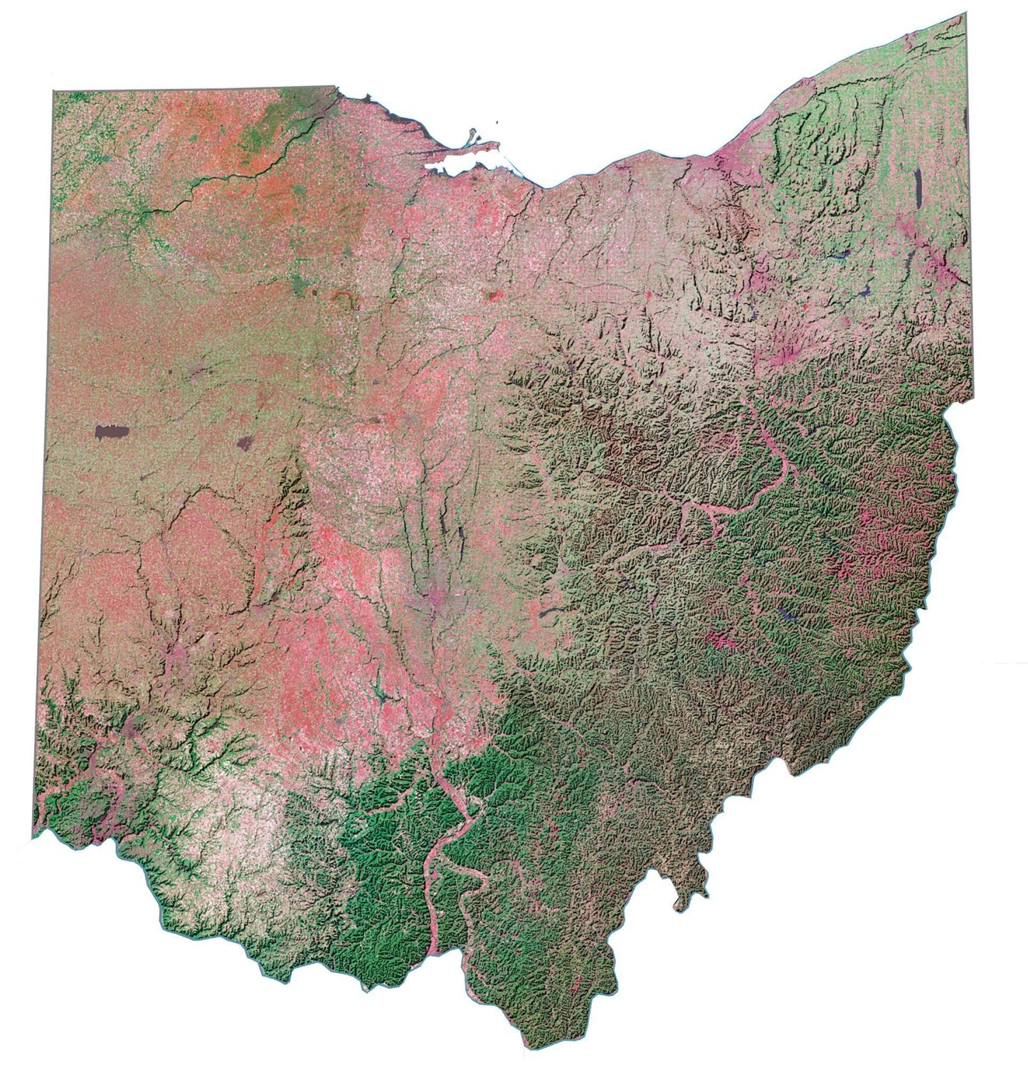 Ohio Satellite Map Glossy Poster Picture Photo Print Banner  Booma Prints