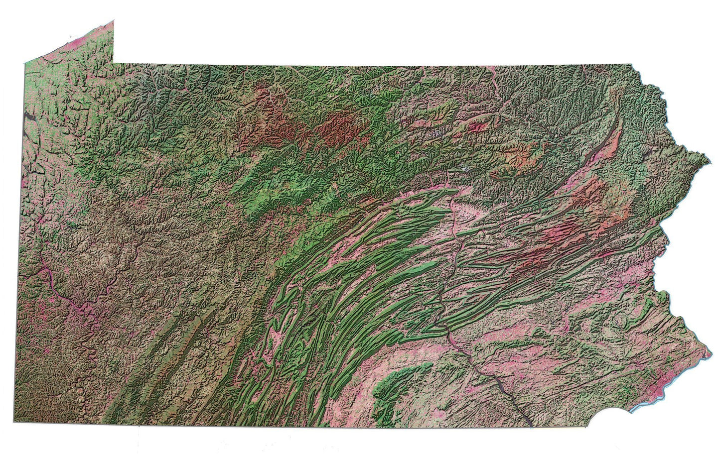Pennsylvania Satellite Map Glossy Poster Picture Photo Print Banner  Booma Prints