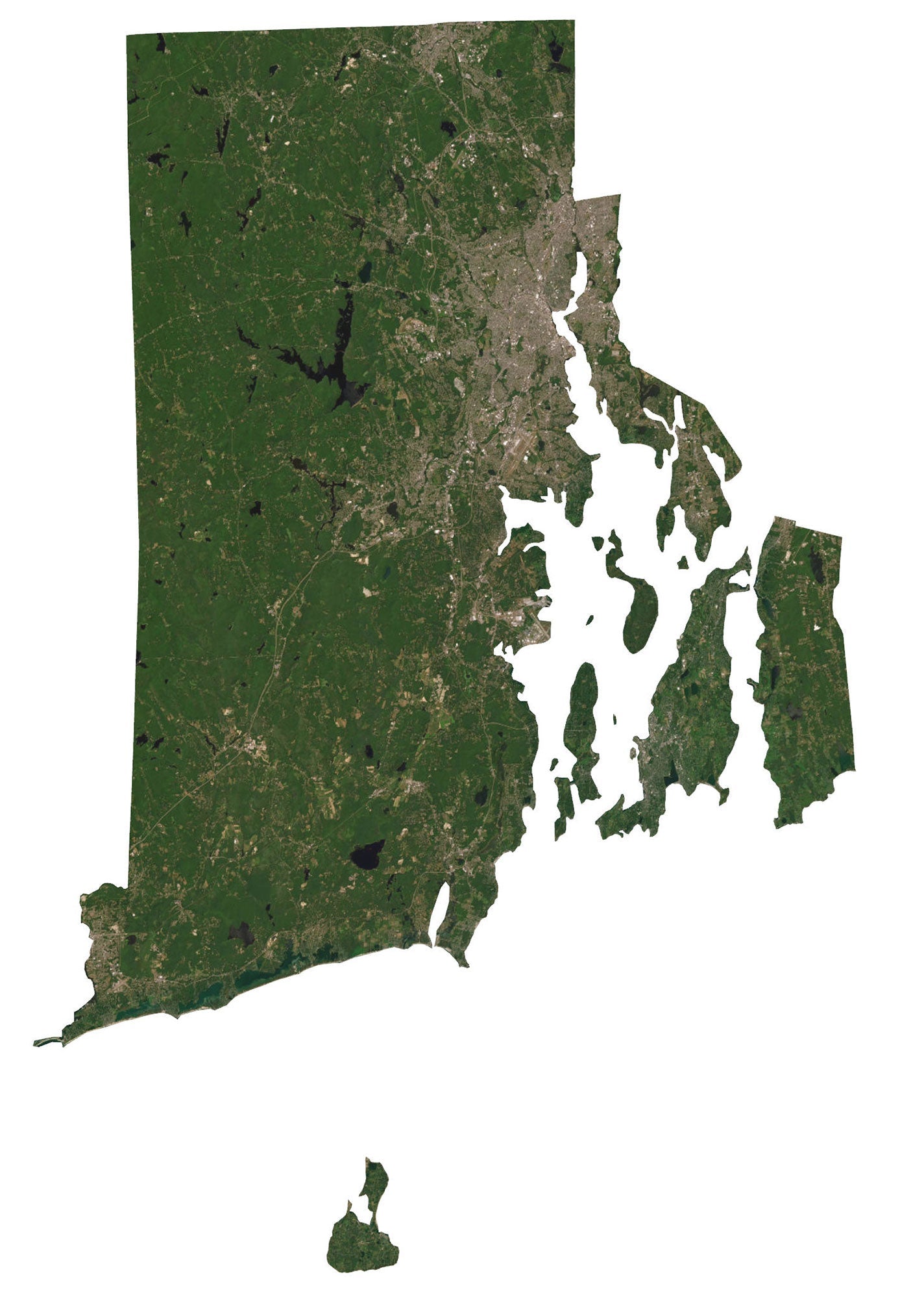 Rhode Island Satellite Map Glossy Poster Picture Photo Print Banner  Booma Prints