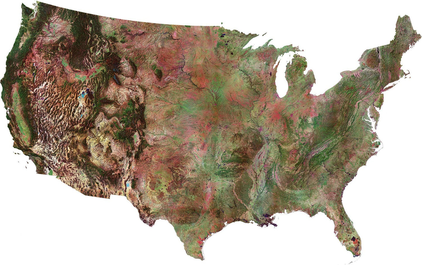 United States Usa Satellite Map Glossy Poster Picture Photo Print Banner  Booma Prints