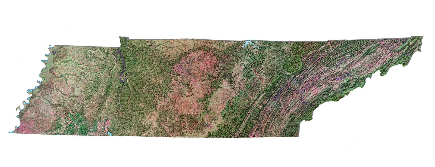 Tennessee Satellite Map Glossy Poster Picture Photo Print Banner  Booma Prints