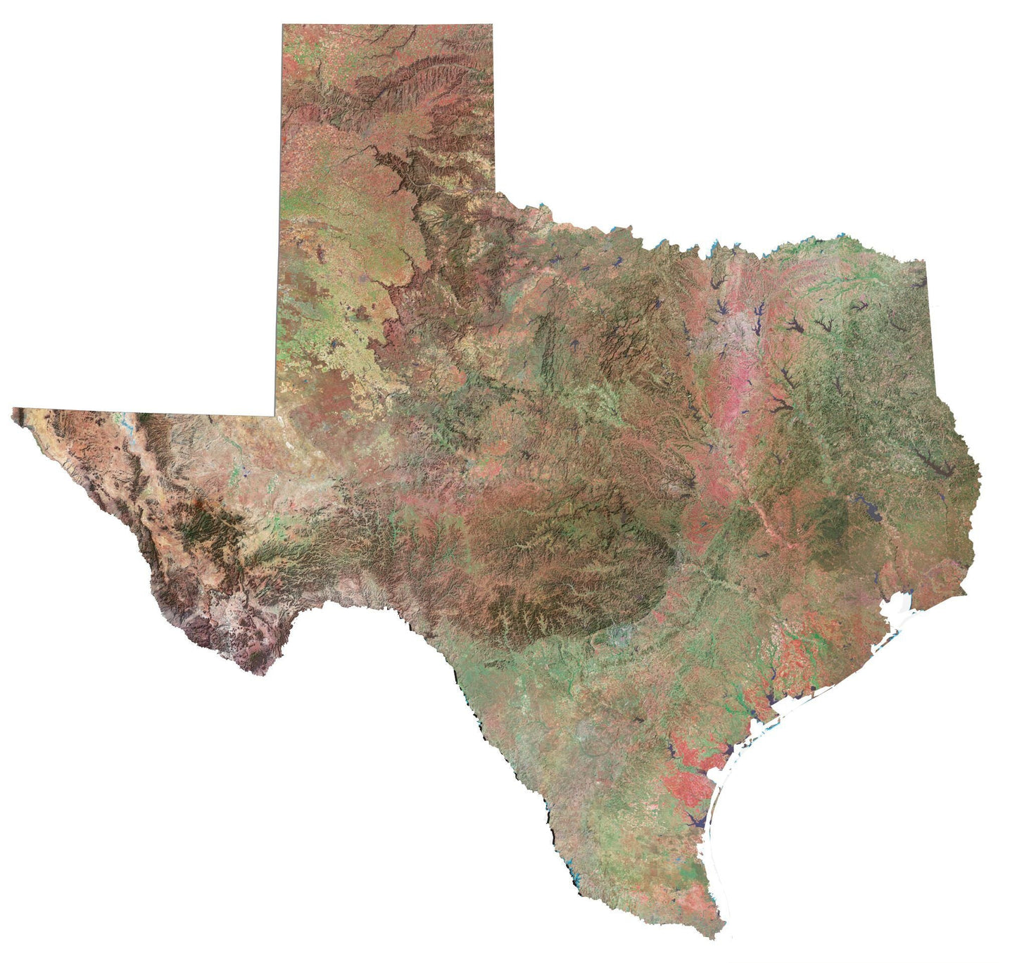 Texas Satellite Map Glossy Poster Picture Photo Print Banner  Booma Prints