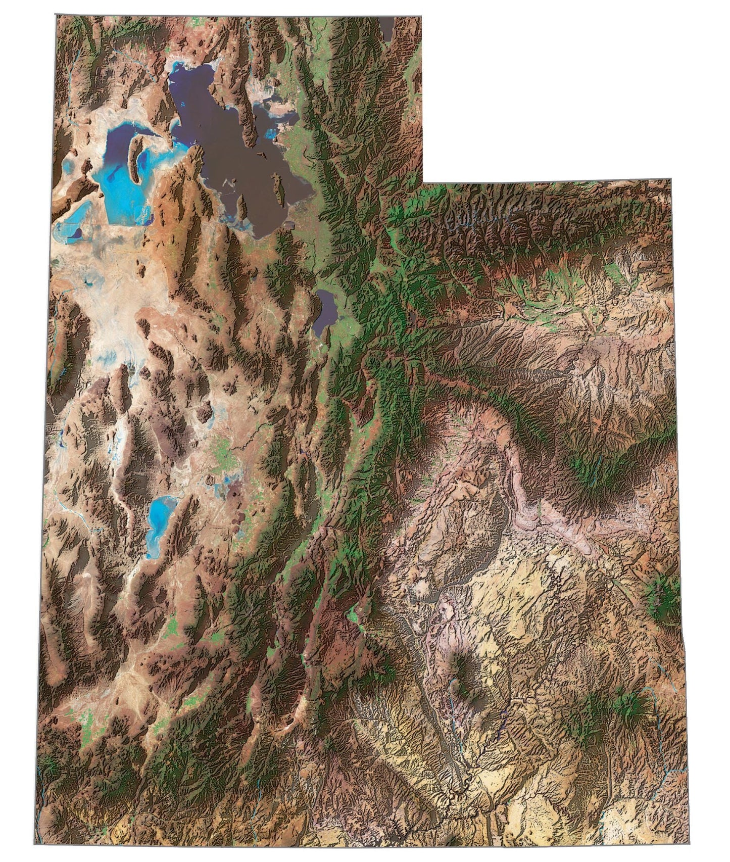 Utah Satellite Map Glossy Poster Picture Photo Print Banner  Booma Prints