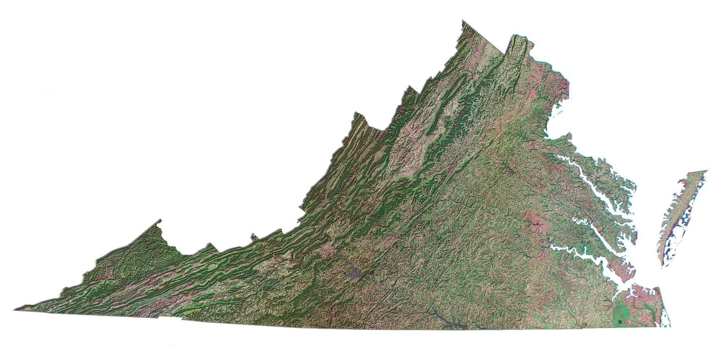 Virginia Satellite Map Glossy Poster Picture Photo Print Banner  Booma Prints