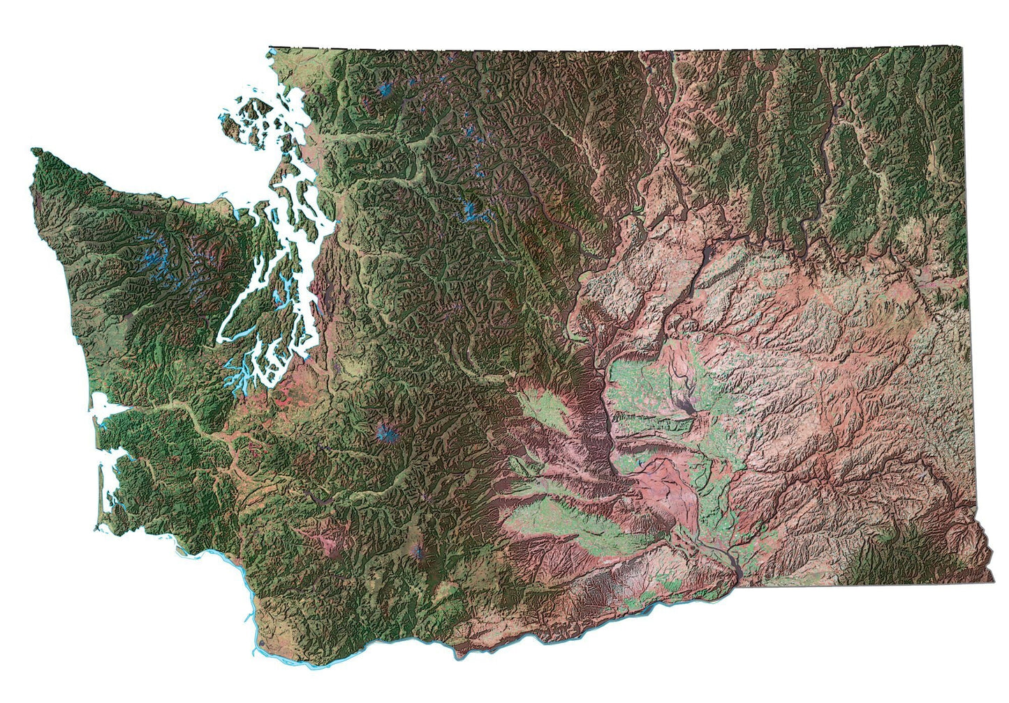 Washington Satellite Map Glossy Poster Picture Photo Print Banner  Booma Prints