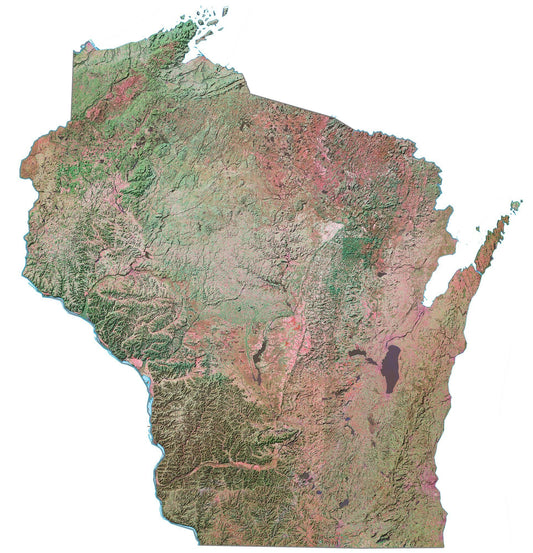 Wisconsin Satellite Map Glossy Poster Picture Photo Print Banner  Booma Prints