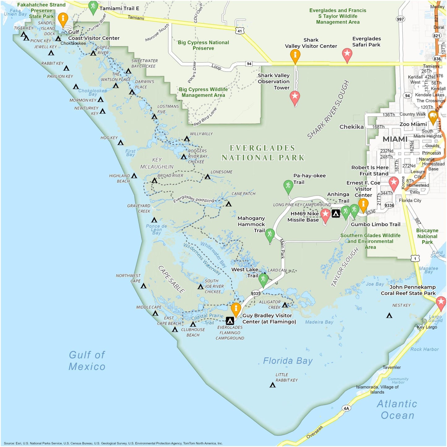 Everglades National Park Map Glossy Poster Picture Photo Print Banner  Booma Prints