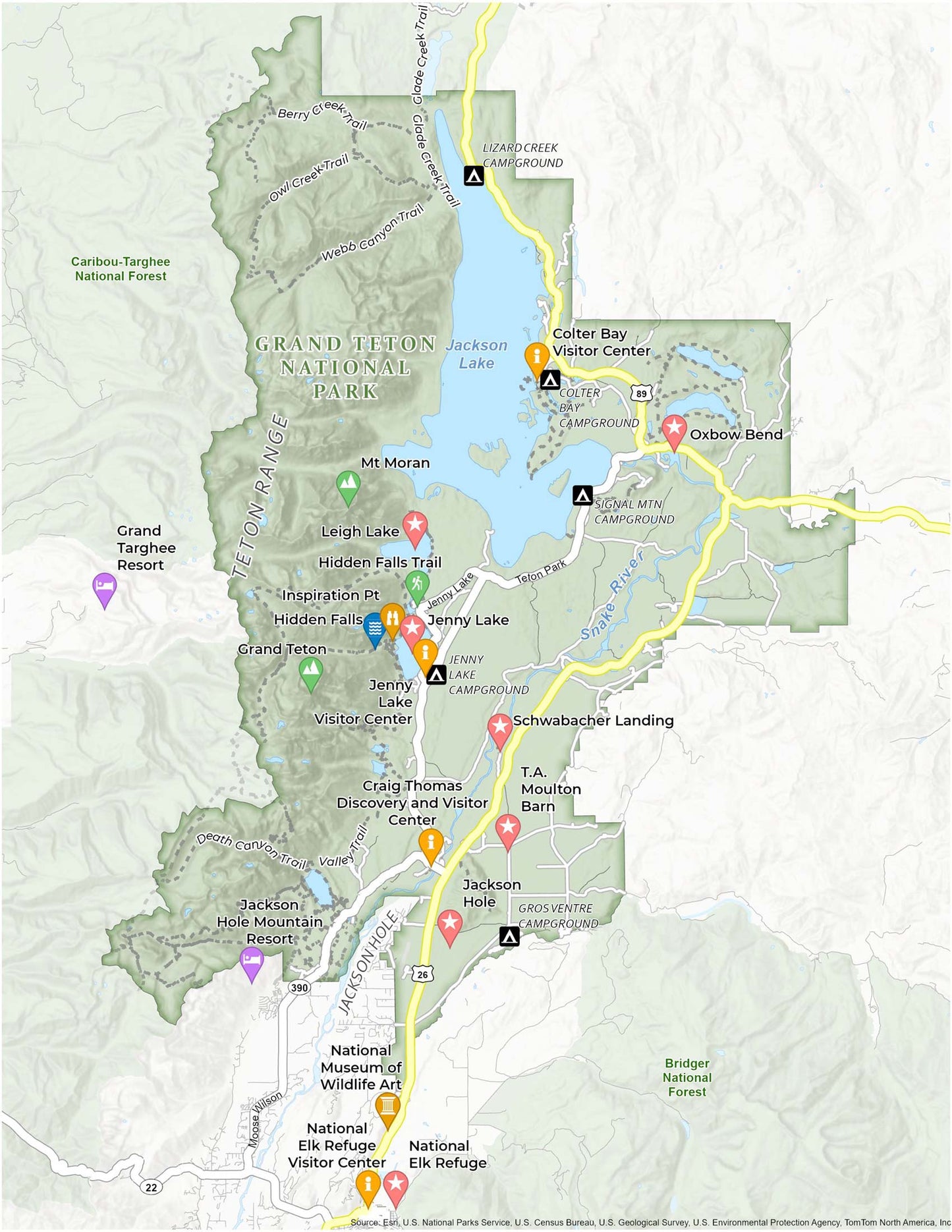 Grand Teton National Park Map Glossy Poster Picture Photo Print Banner  Booma Prints