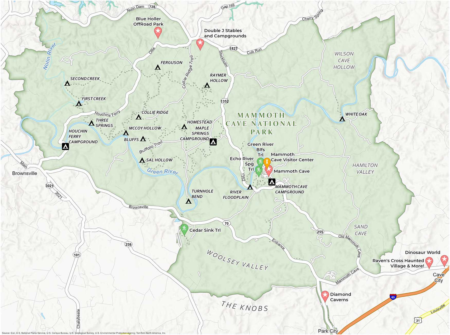 Mammoth Cave National Park Map Glossy Poster Picture Photo Print Banner  Booma Prints