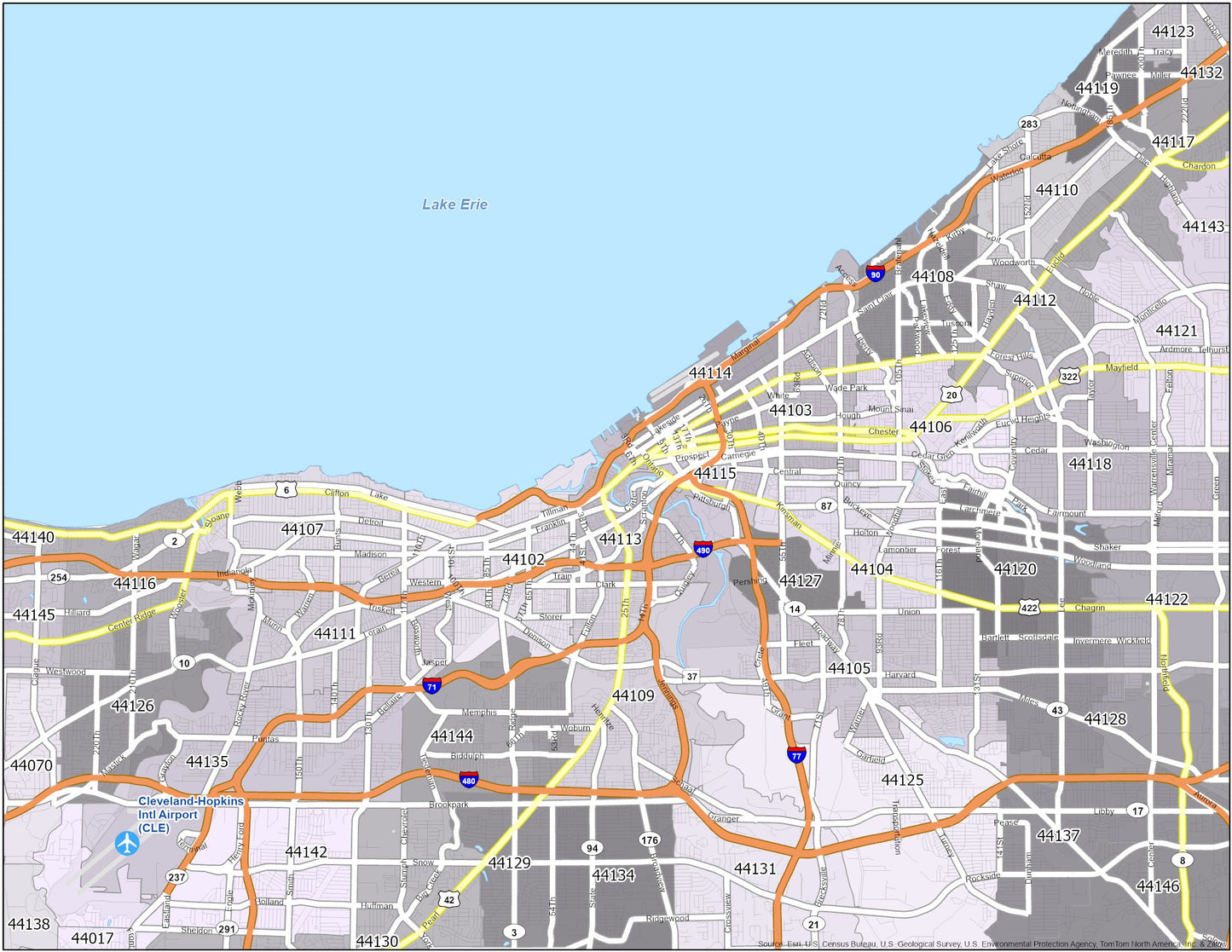 Cleveland Zip Code Map Glossy Poster Picture Photo Print Banner  Booma Prints