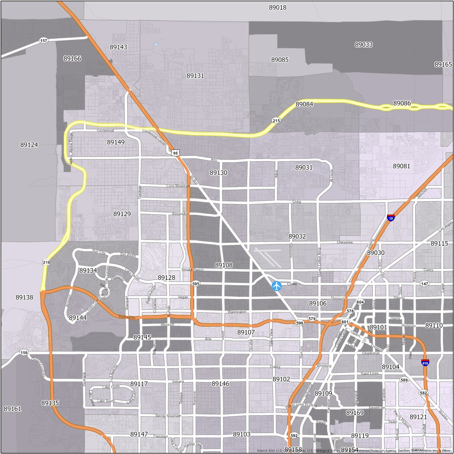 Las Vegas Zip Code Map Glossy Poster Picture Photo Print Banner  Booma Prints