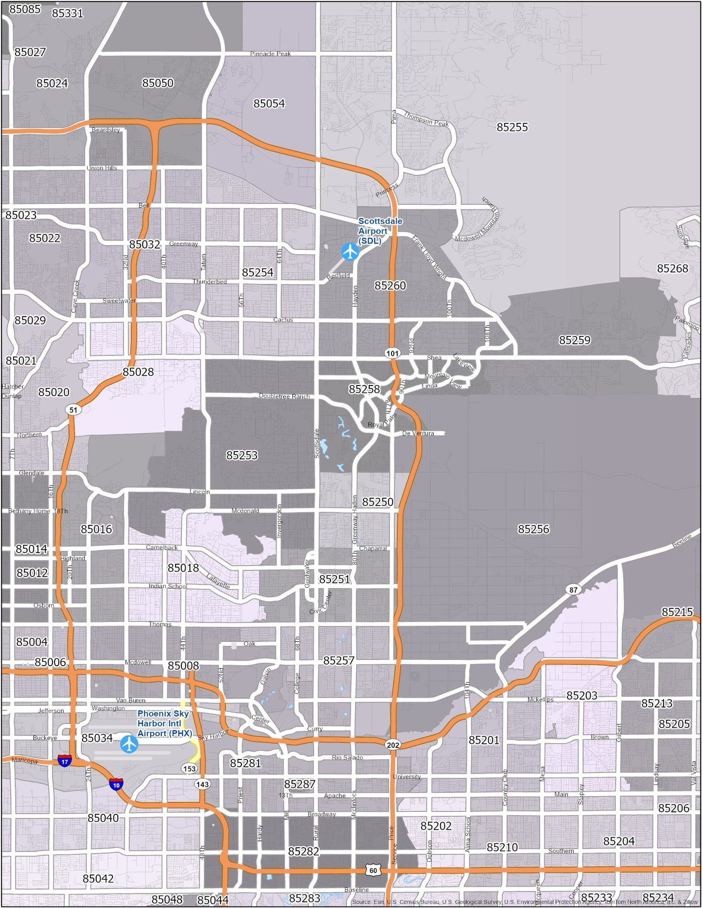 Scottsdale Zip Code Map Glossy Poster Picture Photo Print Banner  Booma Prints