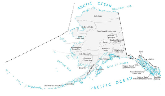 Alaska County Map Glossy Poster Picture Photo Print Banner  Booma Prints