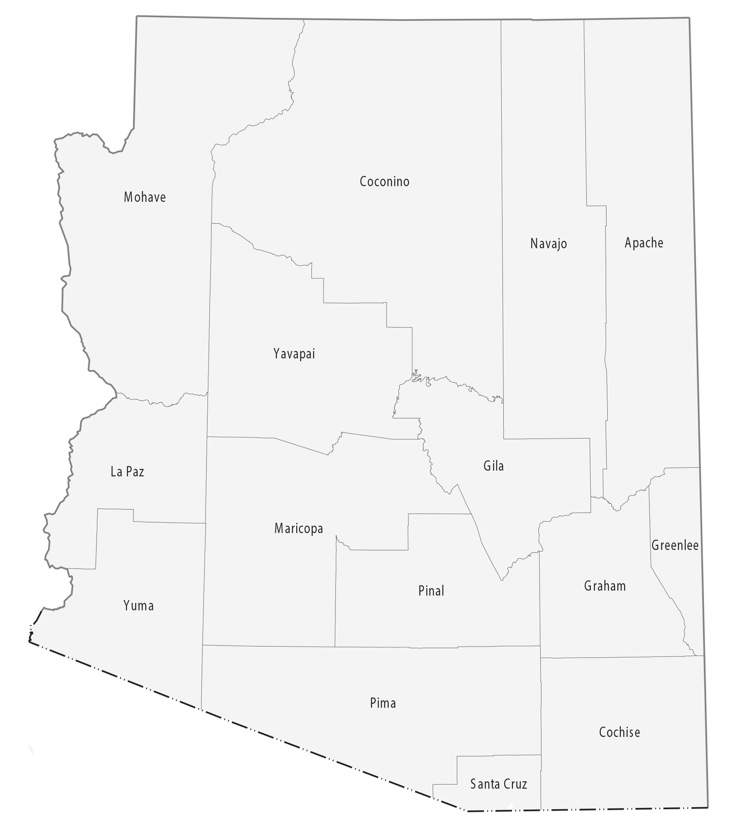 Arizona County Map Glossy Poster Picture Photo Print Banner  Booma Prints
