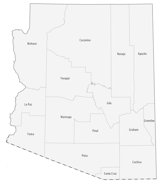 Arizona County Map Glossy Poster Picture Photo Print Banner  Booma Prints