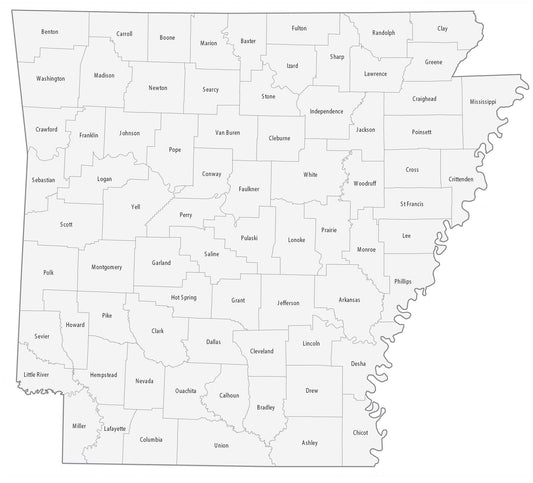 Arkansas County Map Glossy Poster Picture Photo Print Banner  Booma Prints