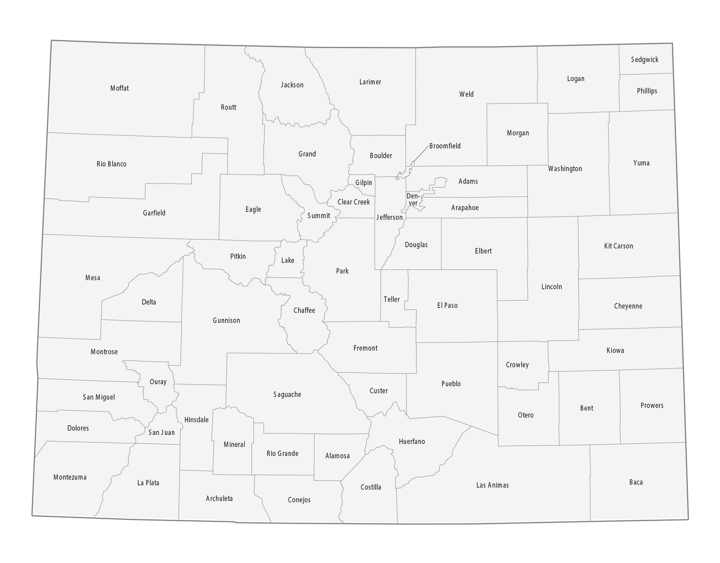 Colorado County Map Glossy Poster Picture Photo Print Banner  Booma Prints