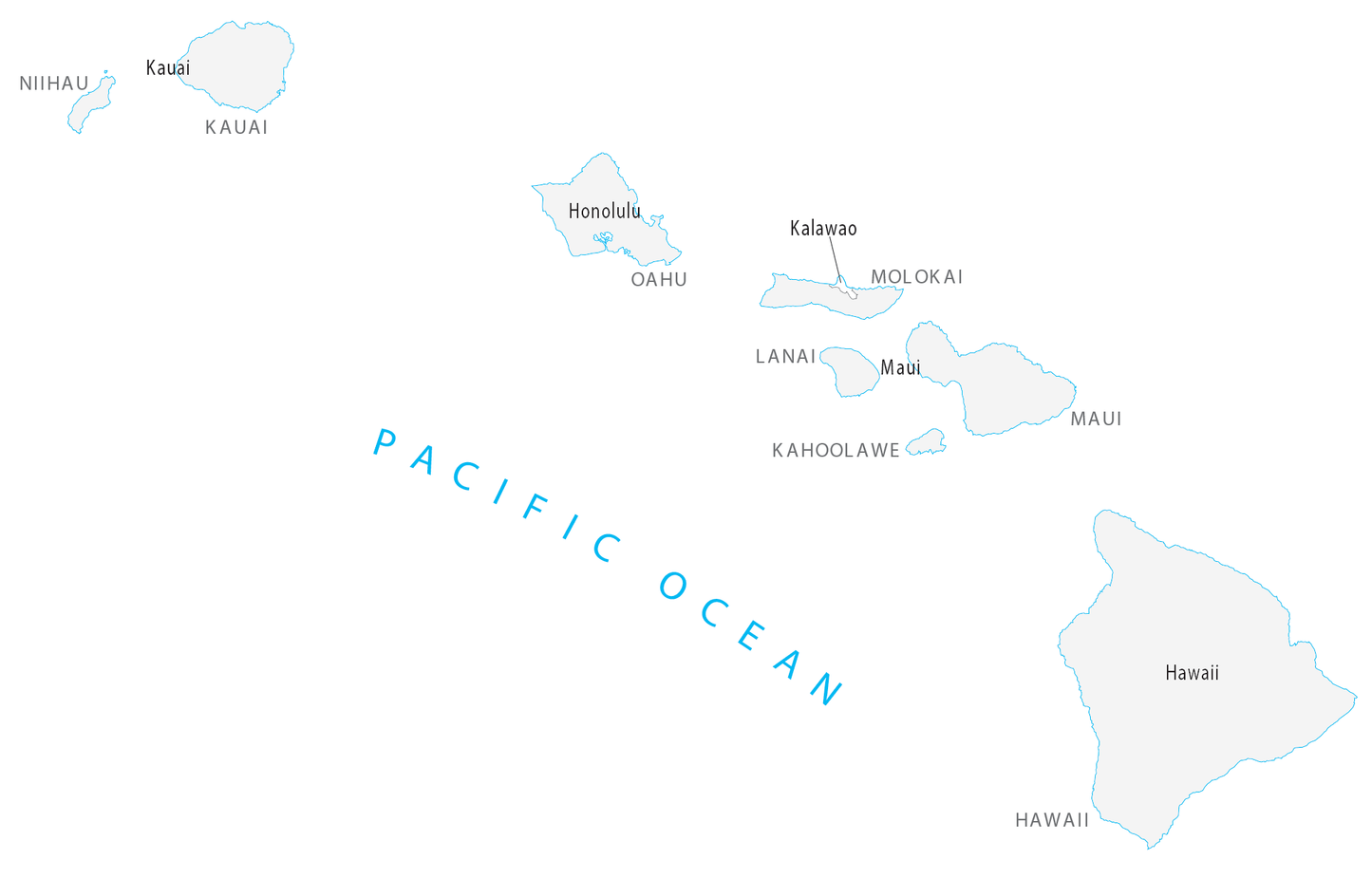 Hawaii County Map Glossy Poster Picture Photo Print Banner  Booma Prints