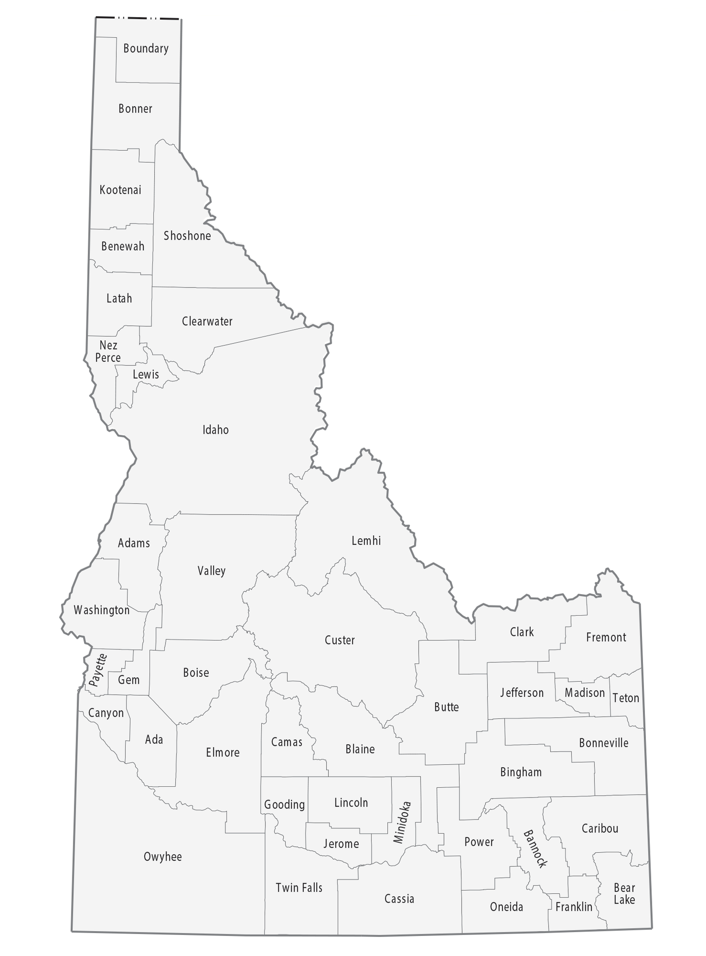 Idaho County Map Glossy Poster Picture Photo Print Banner  Booma Prints