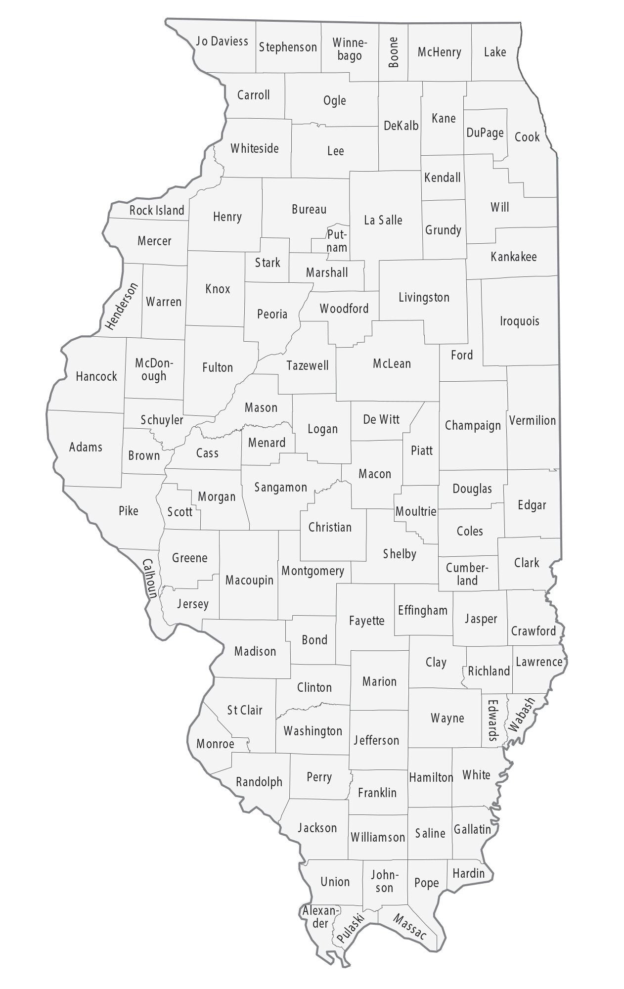 Illinois County Map Glossy Poster Picture Photo Print Banner  Booma Prints