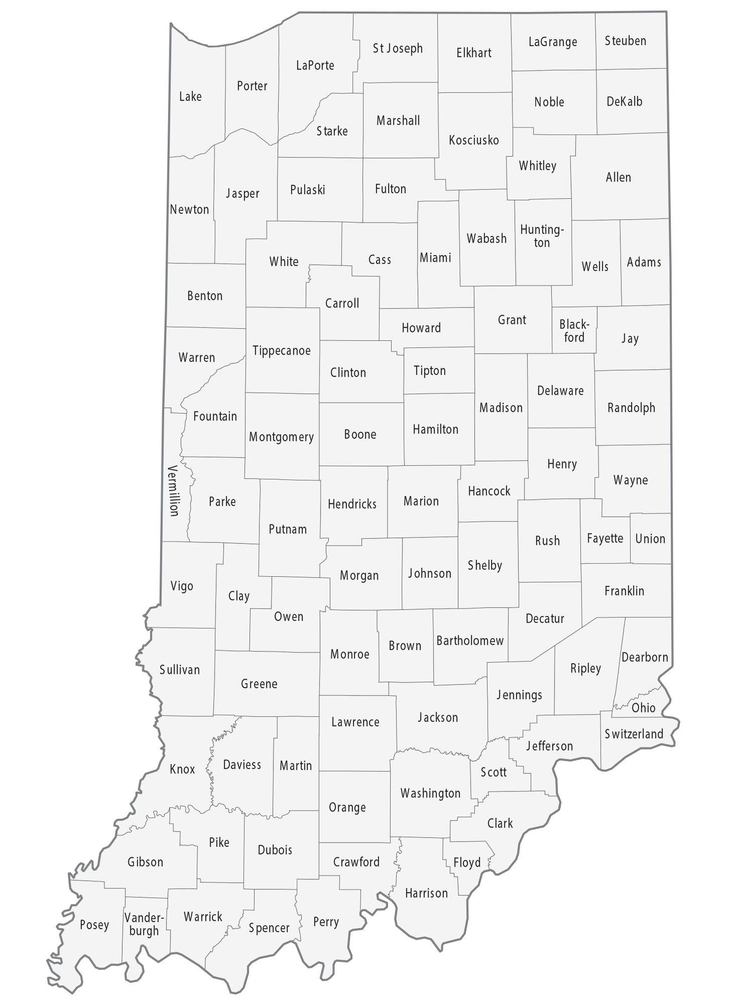 Indiana County Map Glossy Poster Picture Photo Print Banner  Booma Prints