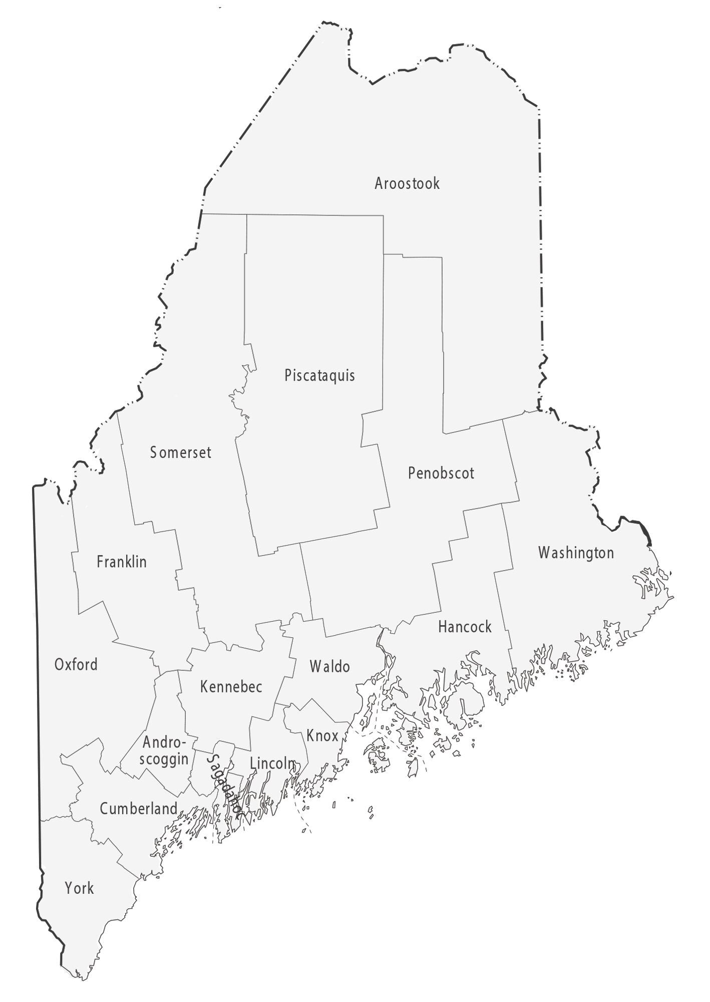 Maine County Map Glossy Poster Picture Photo Print Banner  Booma Prints