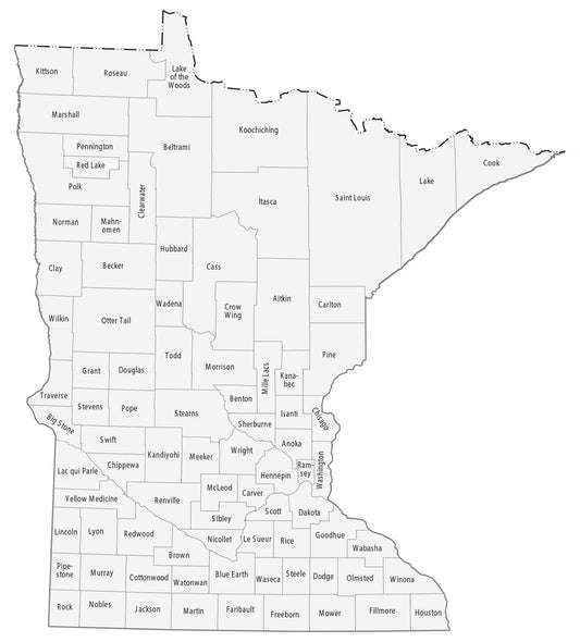 Minnesota County Map Glossy Poster Picture Photo Print Banner  Booma Prints