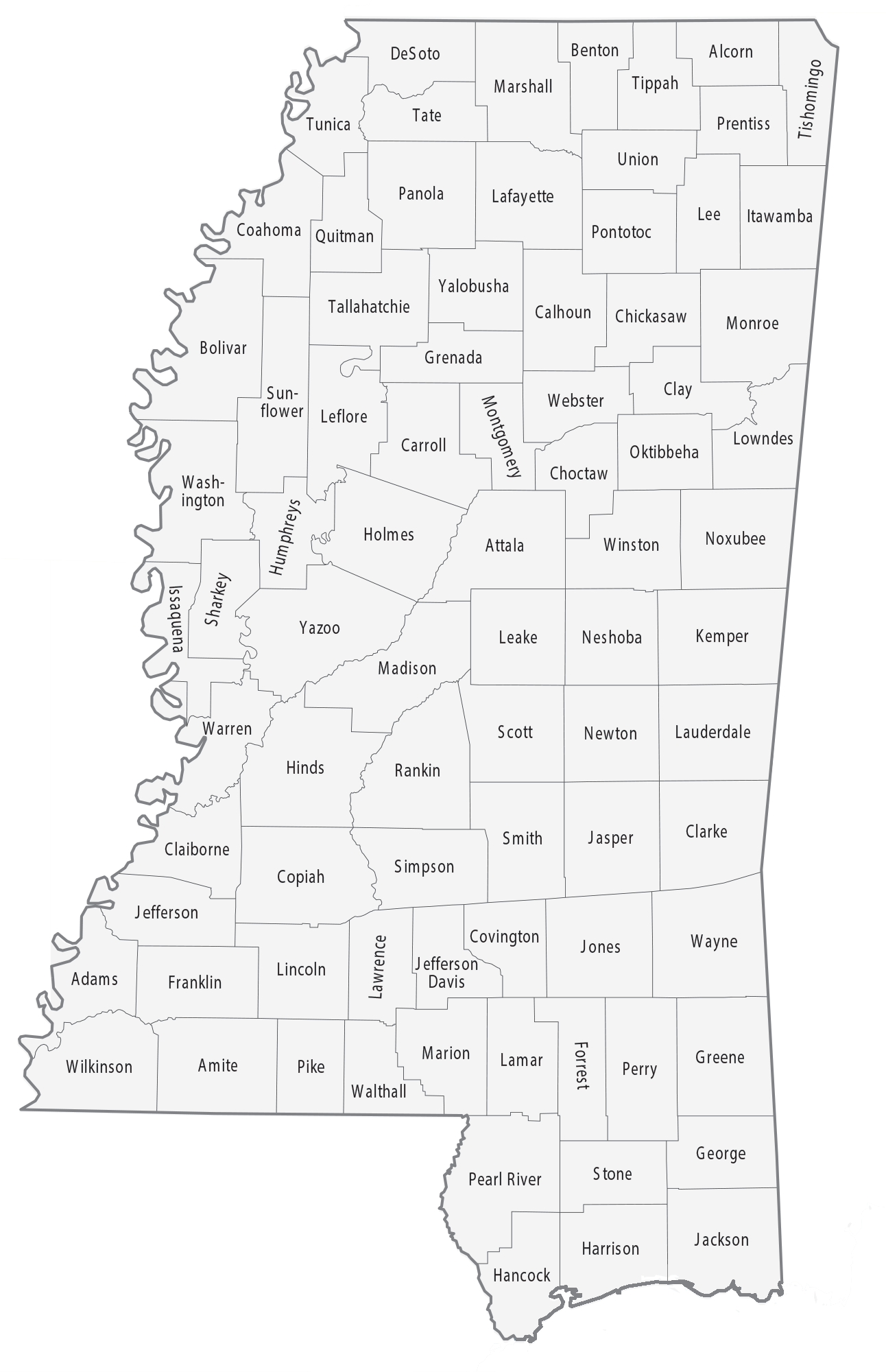 Mississippi County Map Glossy Poster Picture Photo Print Banner  Booma Prints