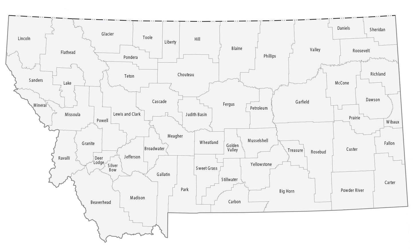 Montana County Map Glossy Poster Picture Photo Print Banner  Booma Prints