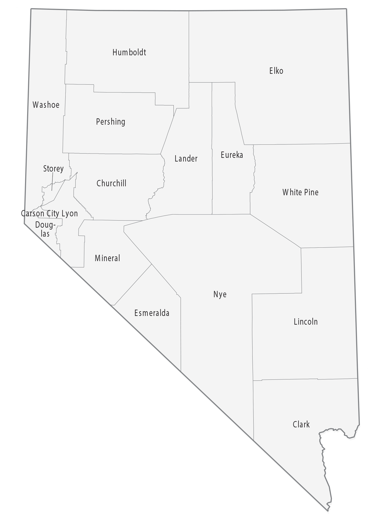 Nevada County Map Glossy Poster Picture Photo Print Banner  Booma Prints