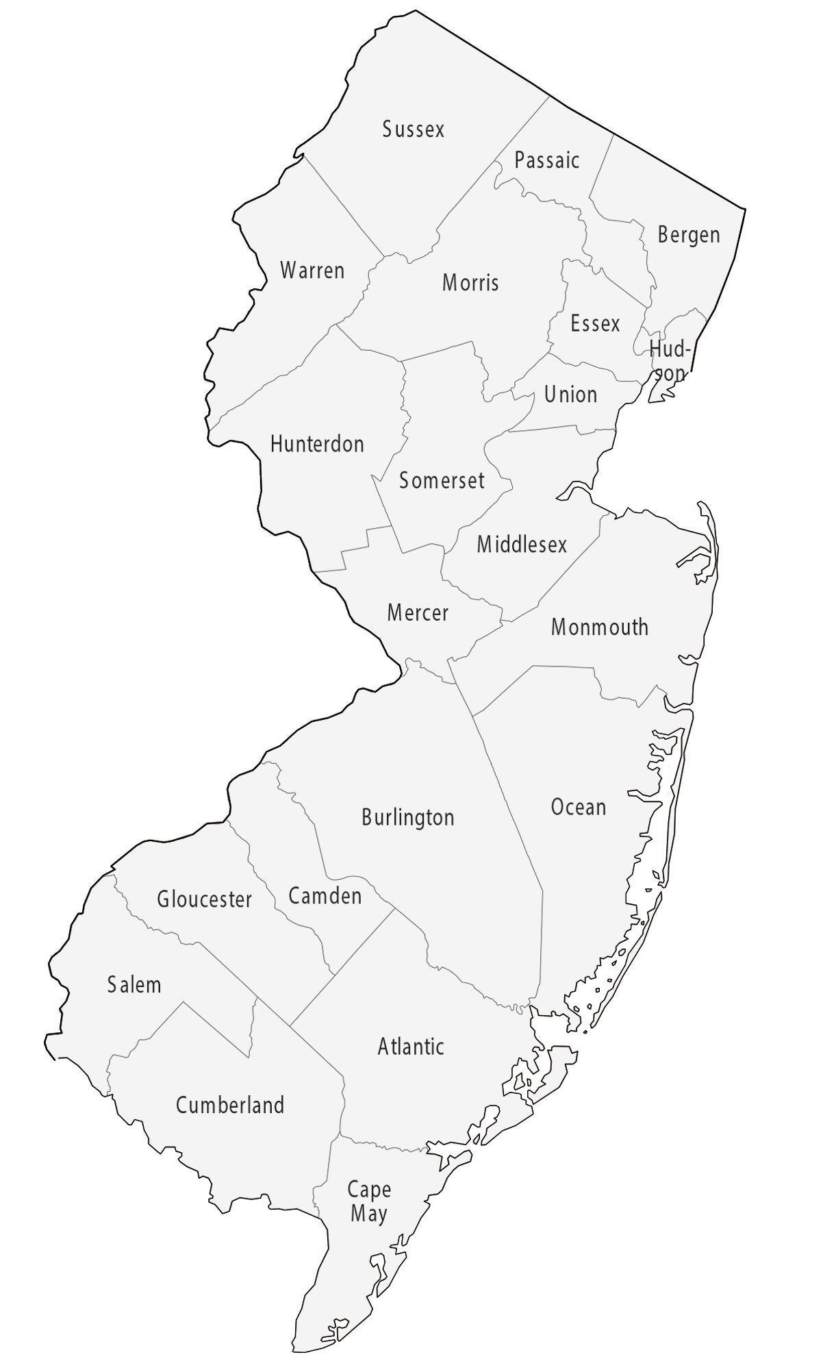 New Jersey County Map Glossy Poster Picture Photo Print Banner  Booma Prints